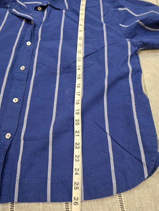 MADEWELL Blue Striped Boxy Cotton Button Up Collared Neckline Shirt Size Xl - Picture 10 of 16